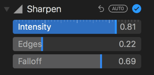 Sharpen controls in the Adjust pane.