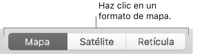Botones Mapa, Satélite y Retícula.