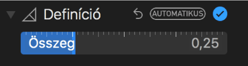 Definíció csúszka a Beállítás panelen.