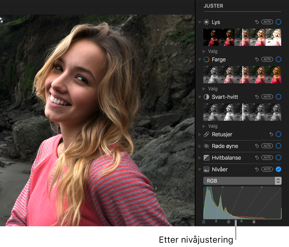 Bilde etter nivåjusteringer.