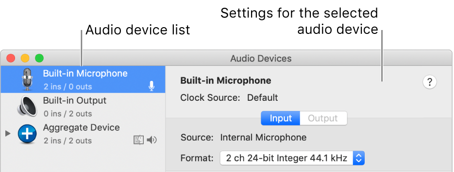 The Audio Devices window.