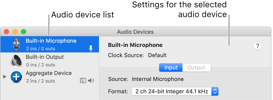 The Audio Devices window.