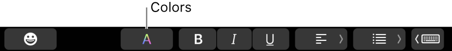 The Touch Bar showing the Colors button among app-specific buttons.
