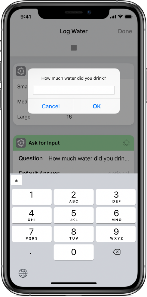 Dialog asking the user for numerical input opens a numeric keypad instead of a text keyboard.