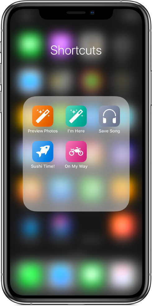 Shortcuts grouped into a folder on the iOS Home screen.