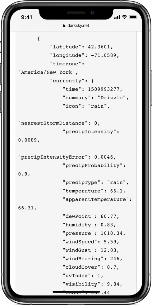 JSON 数据示例。