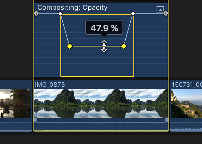 The horizontal control for an effect in the Video Animation editor being dragged to adjust the effect