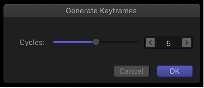 Dialogfenster „Keyframes erzeugen“