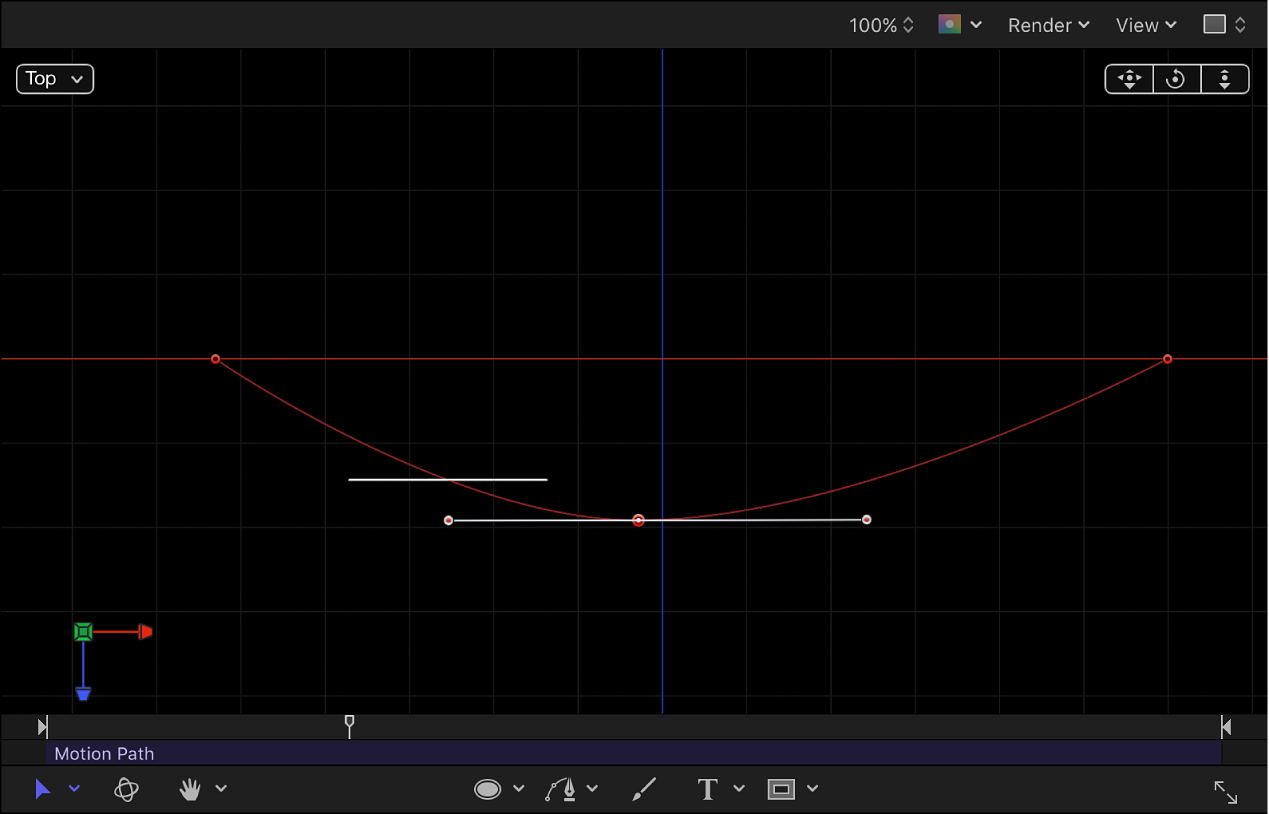 Canvas showing motion path manipulated in 3D space