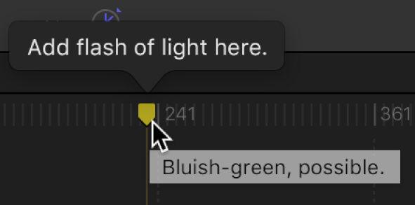 Zone de dialogue Modifier le marqueur et timeline affichant un nom personnalisé et un commentaire