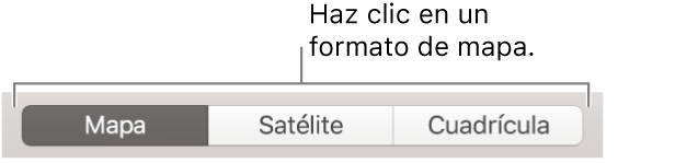 Botones de Mapa, Satélite y Cuadrícula.
