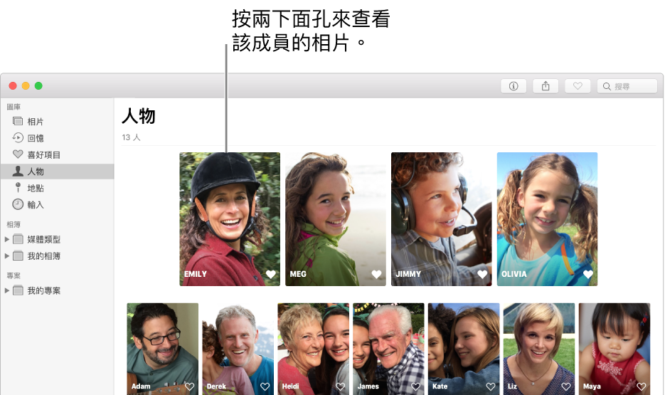 「人物」相簿中的面孔。
