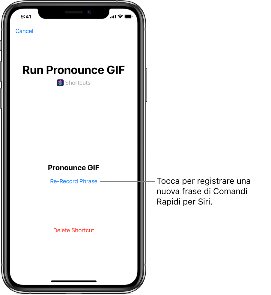 Pulsante per registrare nella schermata di Siri.