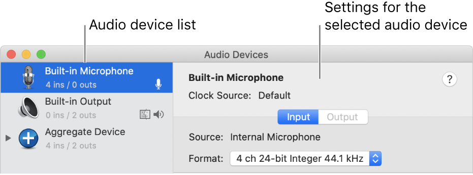 The Audio Devices window.