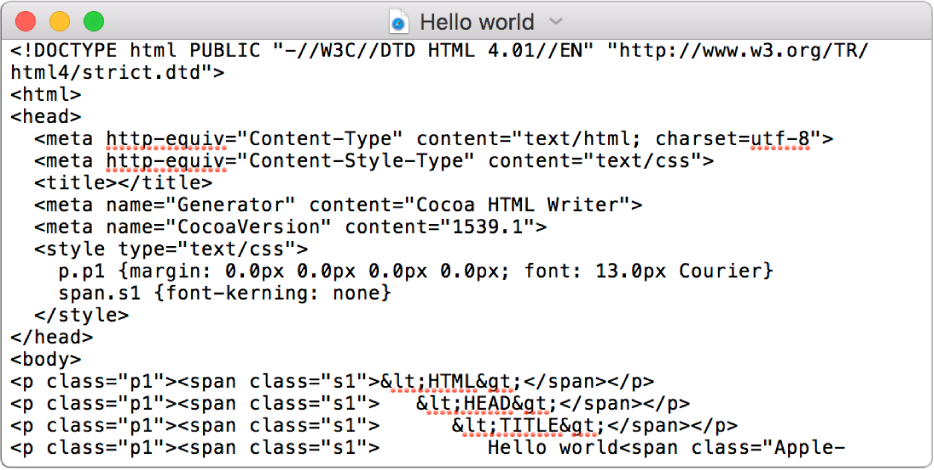 Fichier HTML en mode de modification de code.