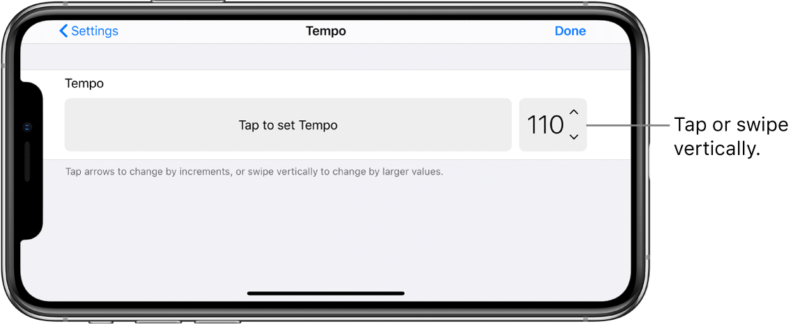 Tempo controls in Song settings