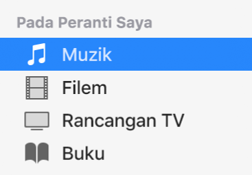 Bahagian Pada Peranti Saya di bar sisi menunjukkan Muzik dipilih.