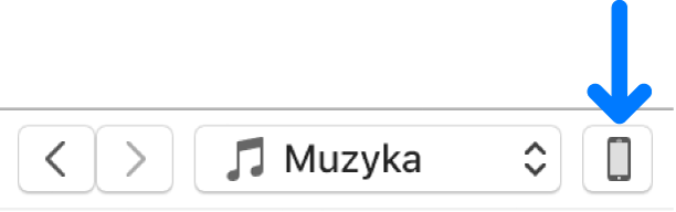 Przycisk urządzenia zaznaczony na górze okna iTunes.