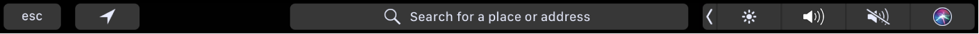 The Maps Touch Bar with buttons for current location and directions. The search bar is also displayed.