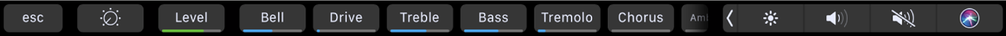 Touch Bar de GarageBand con controles inteligentes y efectos para las pistas.