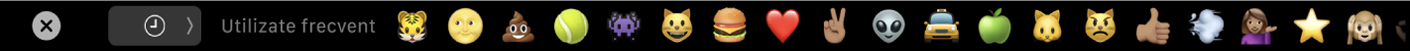 Touch Bar cu selectorul de emoji.