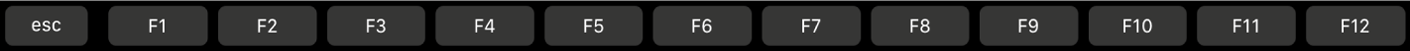 Touch Bar cu tastele funcționale F1 până la F12.