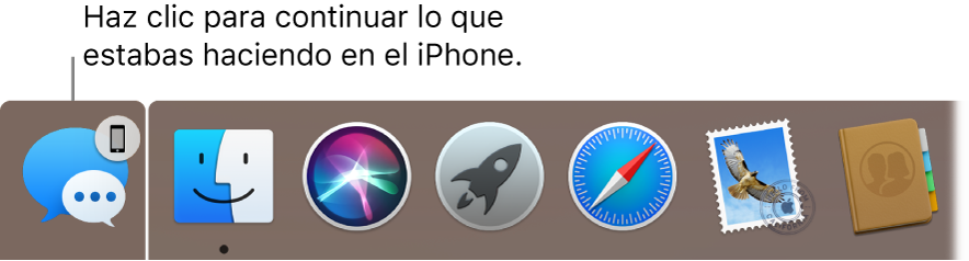 El icono de Handoff a la izquierda del Dock.