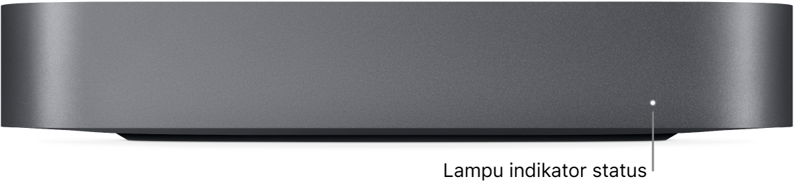 Bagian depan Mac mini menampilkan lampu indikator status.