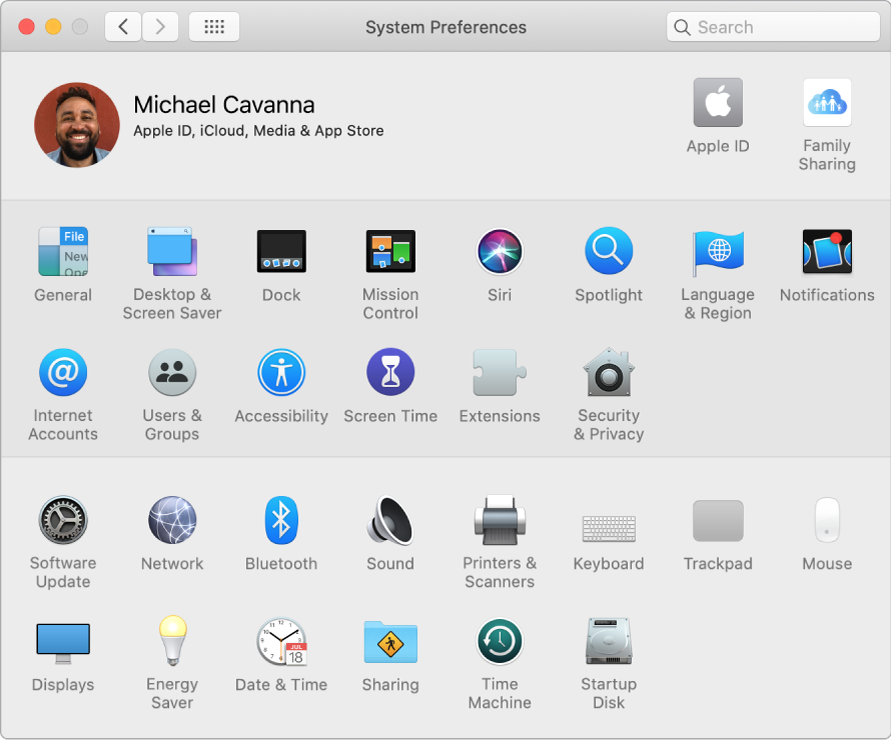 System Preferences терезесі