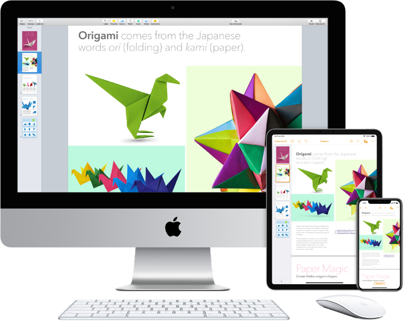 Identtinen sisältö näkyvissä iMacissa, iPadissa ja iPhonessa.