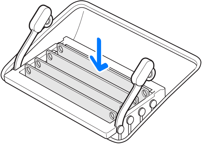 Une illustration de l’endroit où un module de mémoire doit être remplacé ou installé.