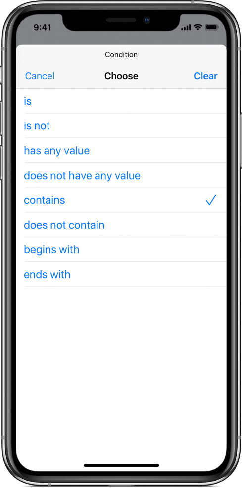 Selecting an Input conditions in the If action.