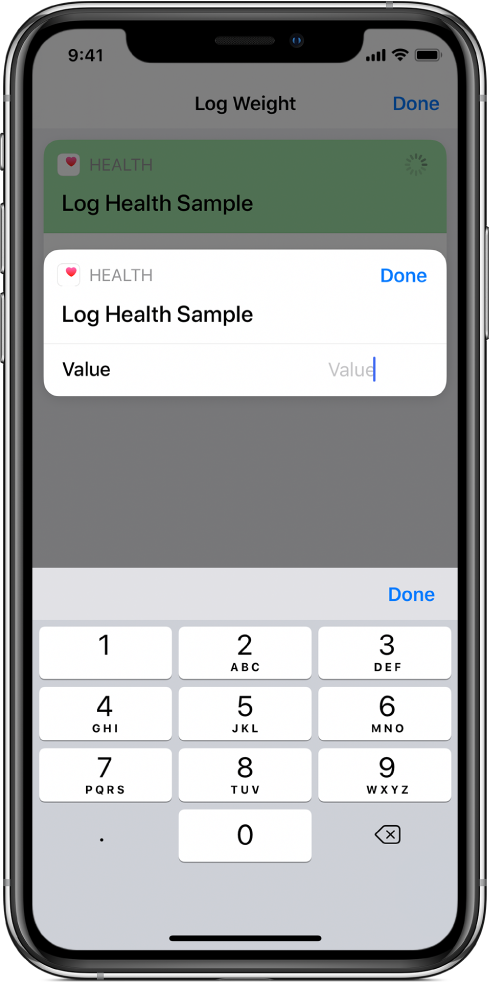 Ask Each Time variable pausing the shortcut to request manually entered data.