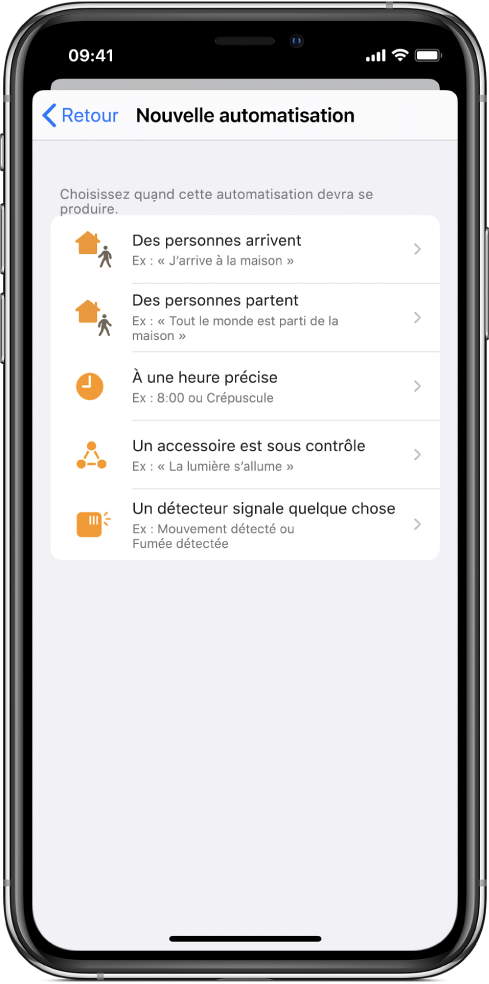 Automatisation pour le domicile dans l’app Raccourcis.