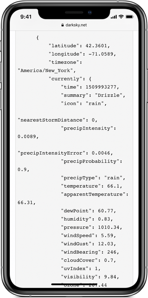 JSON 資料的範例。