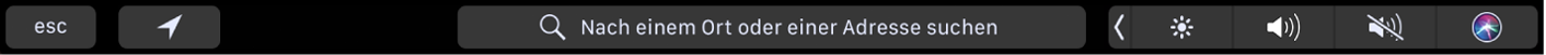 Die Karten-Touch Bar mit Tasten für Routen und den aktuellen Ort. Außerdem wird die Suchleiste angezeigt.