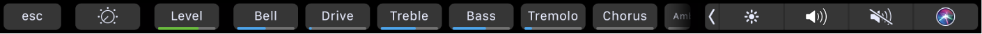 The GarageBand Touch Bar, showing smart controls and effects for your tracks.