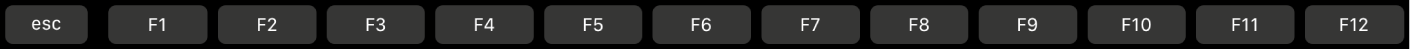 Touch Bar, jossa näkyvät toimintonäppäimet F1–F12.