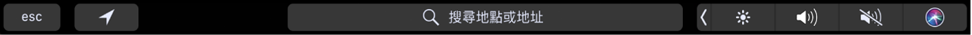 「地圖」觸控列帶有目前位置和路線的按鈕。搜尋列也會顯示。