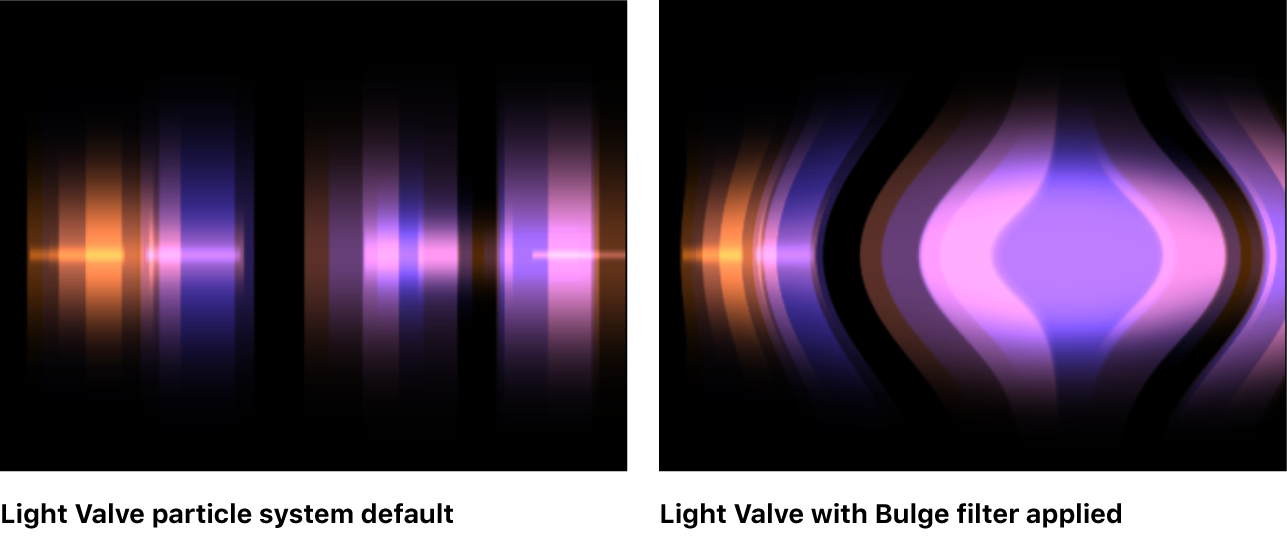 Canvas mit einem auf einen Partikelemitter angewendeten Filter