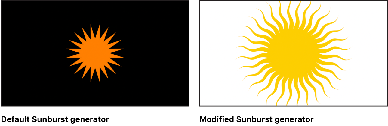 Lienzo y generador Sunburst con diversos ajustes