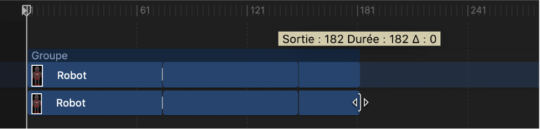 Extension de la durée de la barre de temps d’un objet 3D dans la timeline