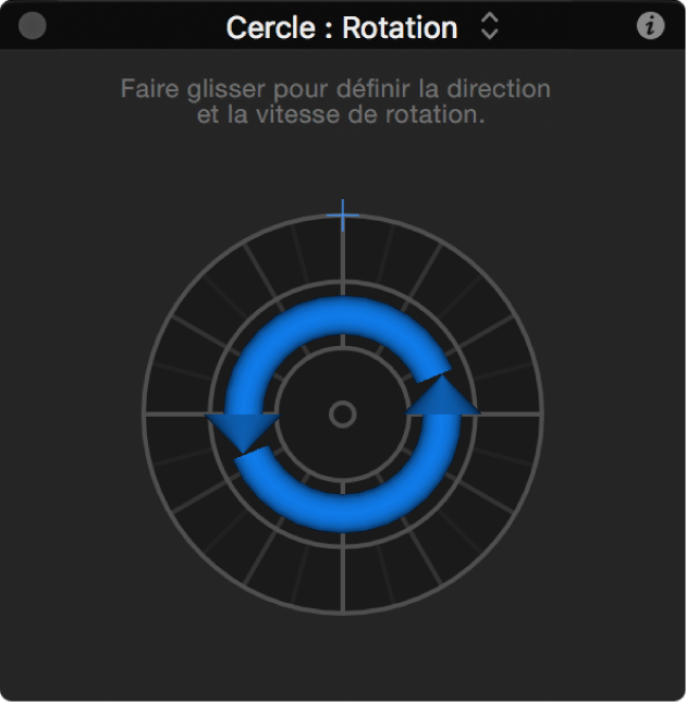 Palette du comportement Rotation avec paramètre d’axe défini sur Z