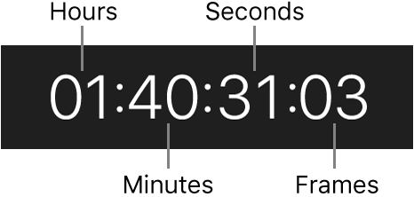 Timecode fields for hours, minutes, seconds, and frames