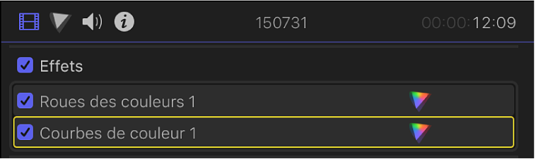 Deux effets d’étalonnage dans la section Effets de l’inspecteur vidéo