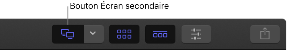 Barre d’outils avec le bouton Écran secondaire mis en surbrillance