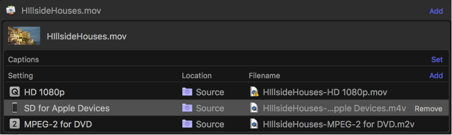 Batch area showing the output information contained in a job.