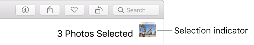 A selection indictor showing three photos selected.
