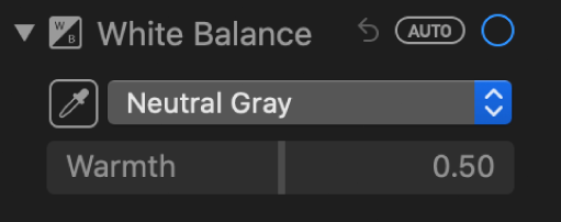 The White Balance controls in the Adjust pane.