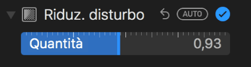 Il cursore “Riduzione disturbo” nel pannello Regola.
